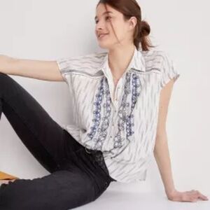 Pilcro Embroidered Surf Blouse